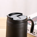 350ml Stainless Steel Vacuum Flask Handle Lid Portable Water Cup (Black) Newly