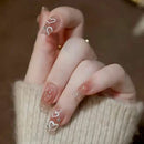 Girls Save Time Rhinestones False Nails Love Heart Shaped DIY Manicure Patch