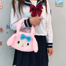 Women Lovely Plush Cartoon Rabbit Tote Bag Casual Purse Handbags (Black S)