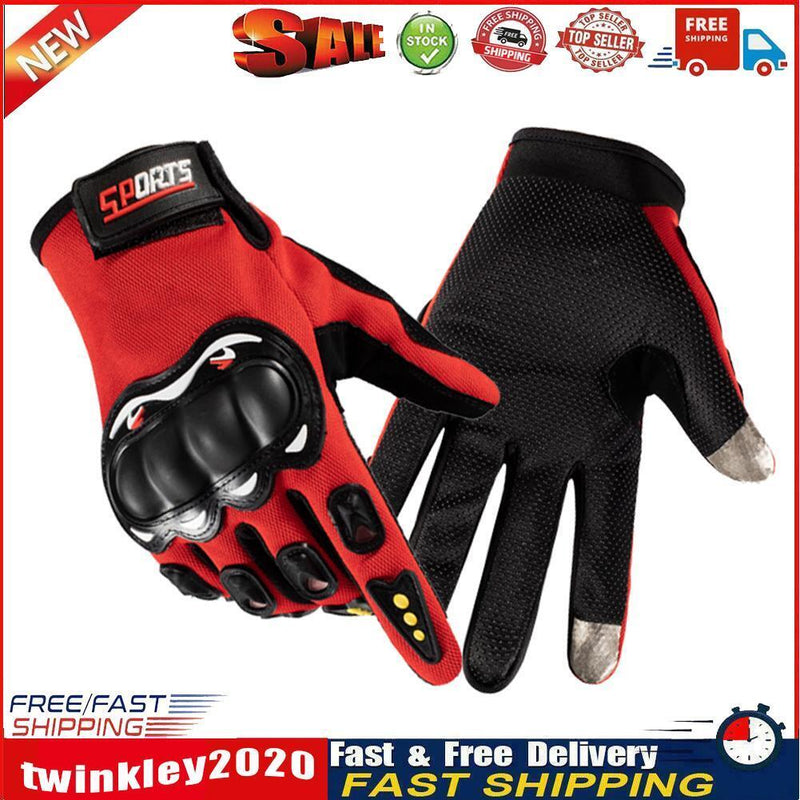 Anti-Skid MTB Bicycle Motorcycle Bike Protective Gloves (Red Full Finger) Newly