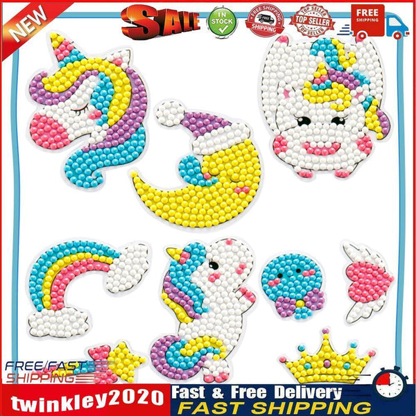 Diamond Painting Cartoon Stickers Kids DIY Round Drill Mosaic Decals (08) Newly