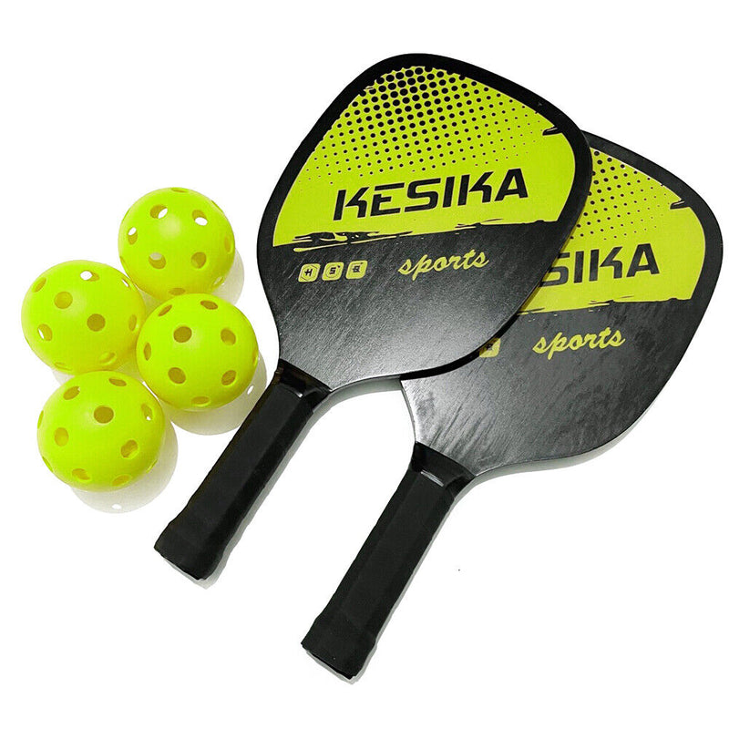 2pcs Pickle Paddles Rackets + 4 Balls Lightweight Outdoor Indoor Sports Racquet