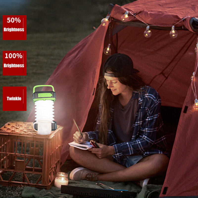 Solar Powered Rechargeable Collapsible LED Lanterns Emergency Camping Flashli