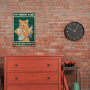 Brush Teeth Cat Metal Plate Tin Sign Plaque Poster for Bar Club Cafe (A)