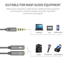 Headset Mic 3.5mm Audio Cable AUX Cable Jack Stereo Adapter Y Splitter Cable