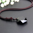 Black Blessing Jewelry Lucky Necklace Obsidian Pendant Hexagram Shape Amulet