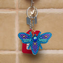 4pcs DIY Full Drill Diamond Key Chain Bee Pendant Cross Stitch Keyrings Newly