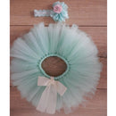 2pcs/set Baby Flower Hairband Bowknot Tutu Skirt Girls Photo Props (0-1M)
