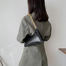 Women Alligator Pattern PU Solid Color Thick Chain Shoulder Underarm Hobos Bag
