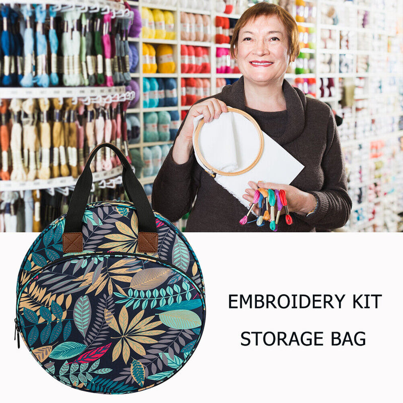 Embroidery Kit Storage Bag Handbag Cross Stitch Yarn Holder Handbag (Blue) Newly