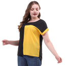 Contrast Color Chiffon Tops Women Summer Short Sleeve O Neck Casual Tee T-shirts