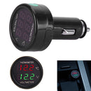 DF-01-TV 2IN1 Car Battery Monitor Voltmeter Thermometer Green Digit Display