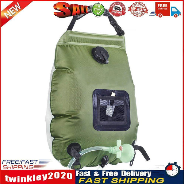 Foldable 20L Solar Water Storage Bags Outdoor Heating Shower Bags (Green) Newly