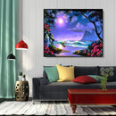 Painting By Numbers Kit DIY Bright Moon Hand Painted Canvas Oil Art Picture