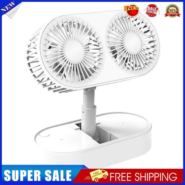 Telescopic Folding Fan Silent Summer Student Desktop Cooling Fan (White)
