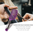 Pro Anti-Static Scalp Massager Hair Brush Curved Row Hairstyle Comb (Purple