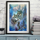 Diamond Painting Full Square Drill Two Wolves in Remote Mountains Modern Craft
