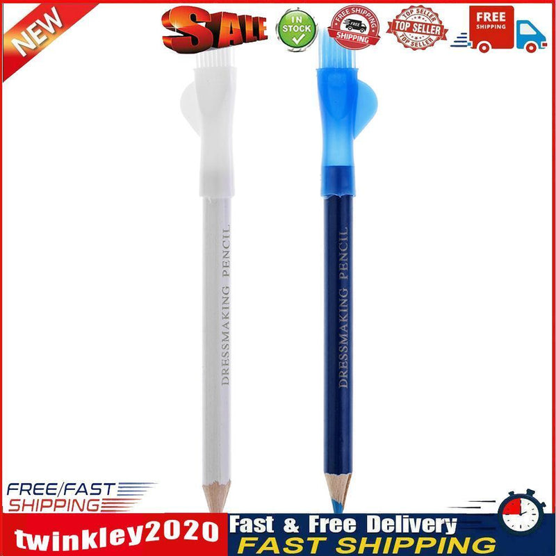 2pcs Erasable Tailor Chalk with Brush Fabric Pencil Clothes DIY Marker Pen Newly
