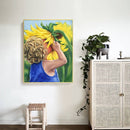 Sunflowers Girl Oil Painting By Numbers DIY Frameless Art Picture On Canvas