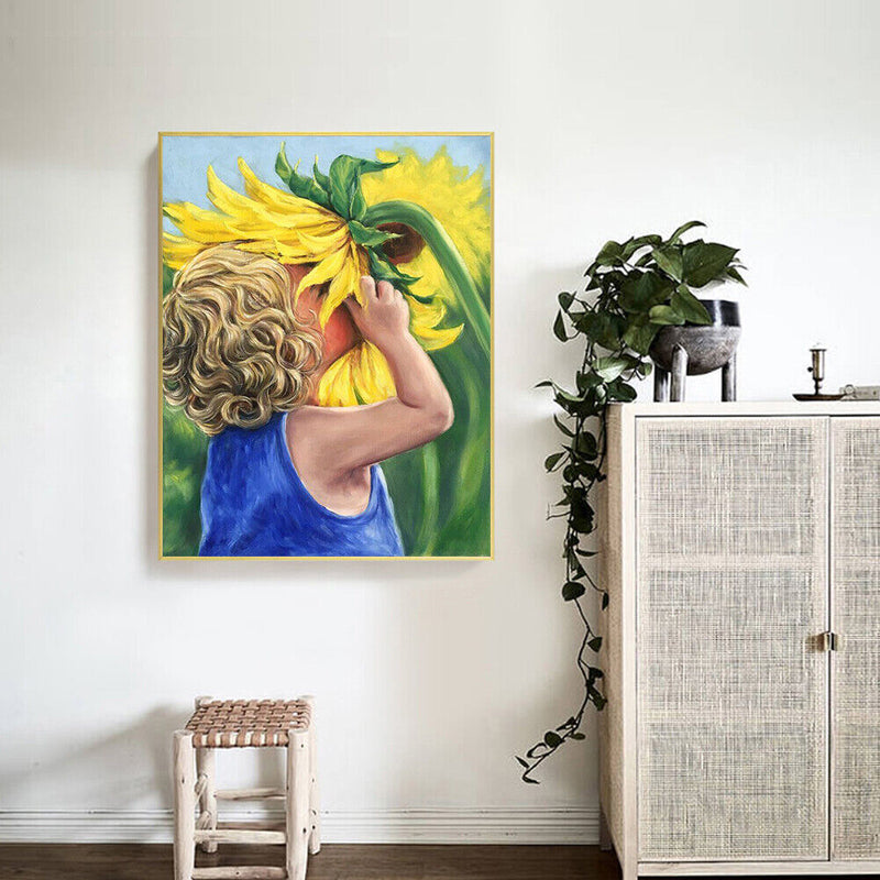 Sunflowers Girl Oil Painting By Numbers DIY Frameless Art Picture On Canvas