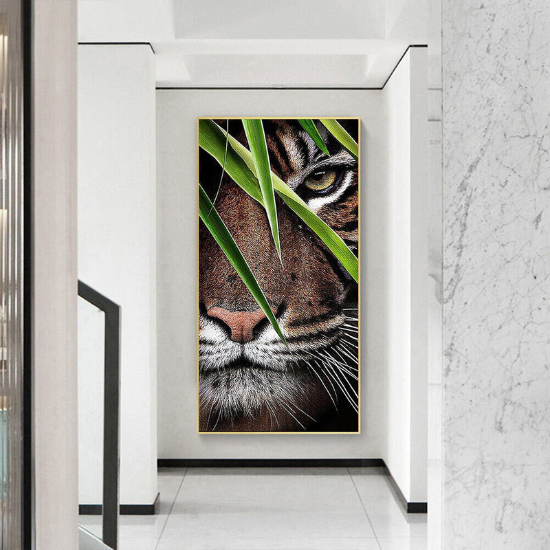 Paint By Numbers Kit DIY Tiger in Leaves Colouring Oil Art Picture Craft