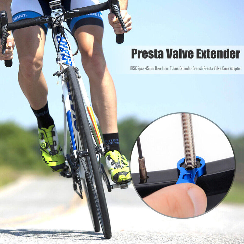 RISK 2pcs Bike Inner Tube Extender French Presta Valve Core Tire Extension Ro