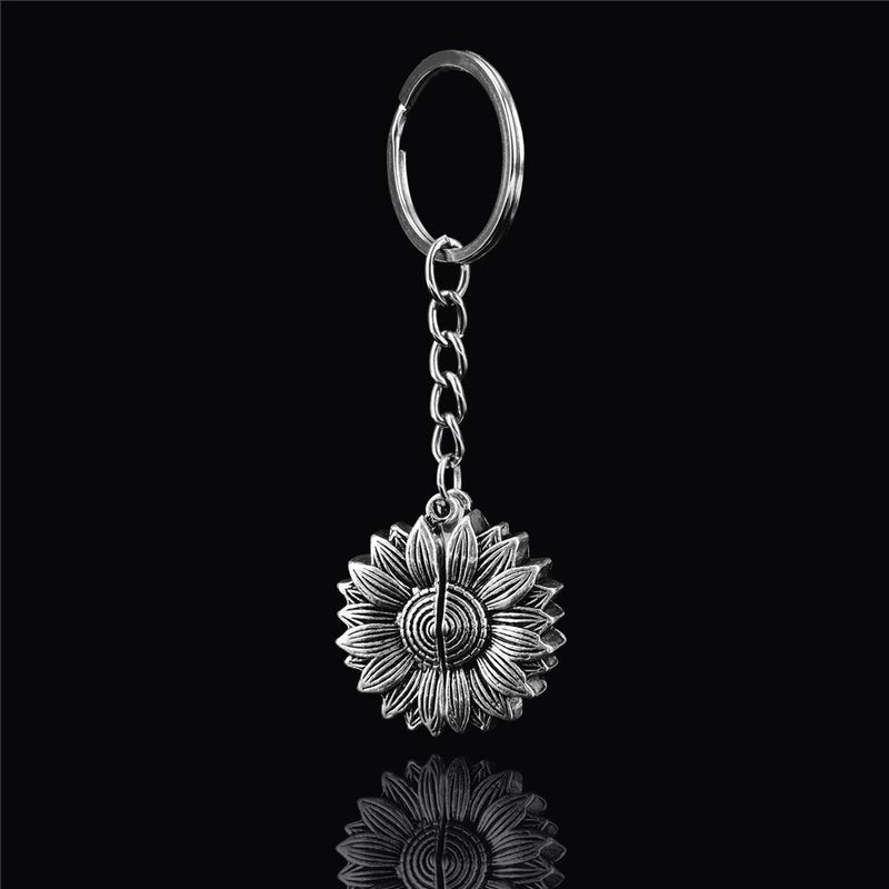 Locket Key Chain Sunflower Keychain You Are My Sunshine Car Keyring Pendant