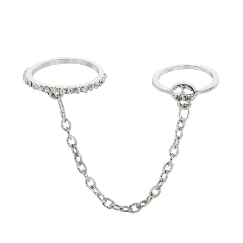 Women Men Party Jewelry Chain Rings Open Finger Rings Multi-layer Punk Rings