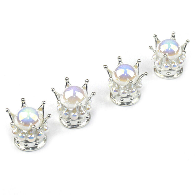 4pcs Universal Crown-Shaped Car Tyre Valve Caps Dust-Proof Tire Valve Covers