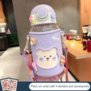 620ML Kids Water Sippy Cup with Bag Cartoon Baby Feeding Bottle (Purple) Newly