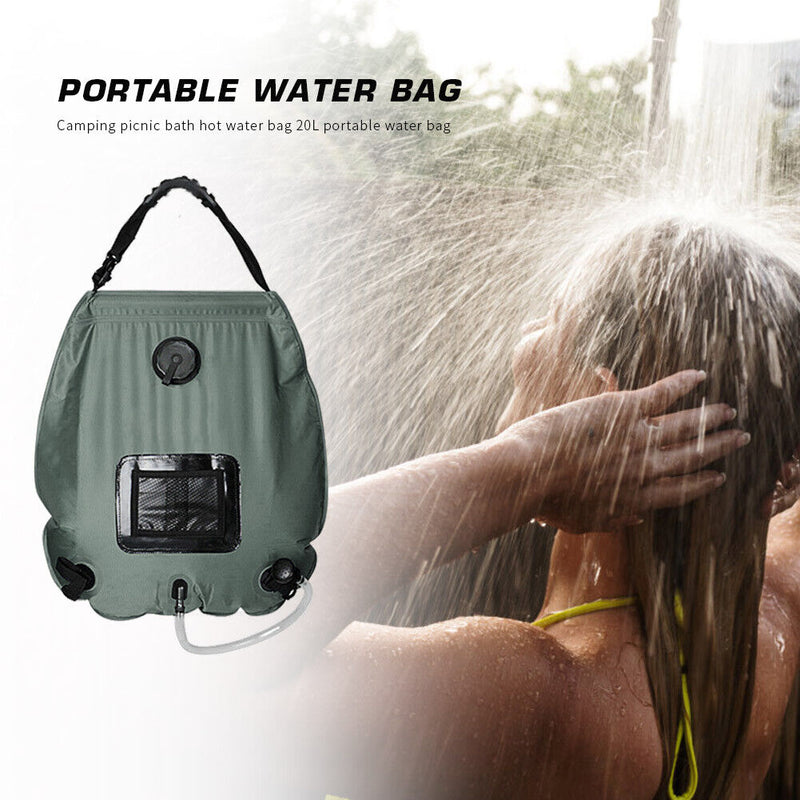 20L Solar Heated Shower Bath Bag Outdoor Camping Hiking Water Storage Bag Newly
