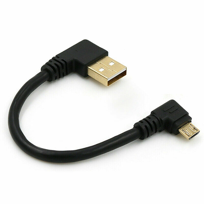 90degree Right Angle Micro USB to Left Angle USB A Sync Cabl Male Access Q9C5