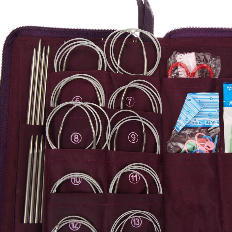 104pcs Stainless Steel Straight Knitting Needles Crochet Hook Weave Set Newly