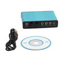 USB 6 Channel 5.1 External Optical Audio Sound Card for Notebook PC(Blue) Newly