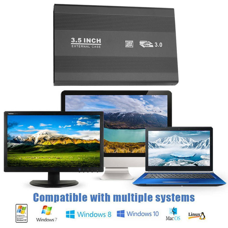3.5 inch SATA HDD SSD Enclosure Box Hard Drive Disk External Case (USB3.0)