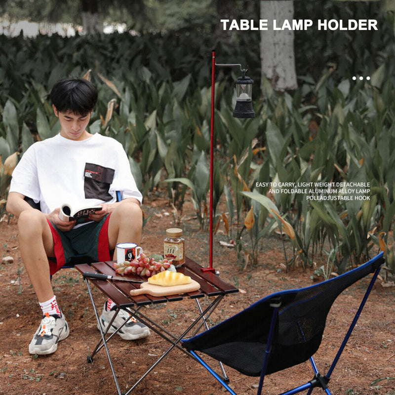 Portable Double-Hook Camping Lamp Lantern Pole Detachable Light Hanging Holder