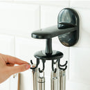 360 Degree 6 Hooks Kitchen Rotating Nail-free Holder Hanging Storage Rack