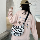 Women Plush Cow Print Chest Bag Casual Pendant Crossbody Shoulder Packs (2)
