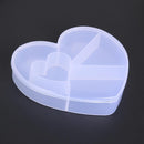 5 Slots Heart Storage Box Plastic Home Organizer Jewelry Beads Boxes(White)