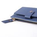 Women Fashion Solid Color Multi-slot Card Holder PU Leather Wallet (Blue)