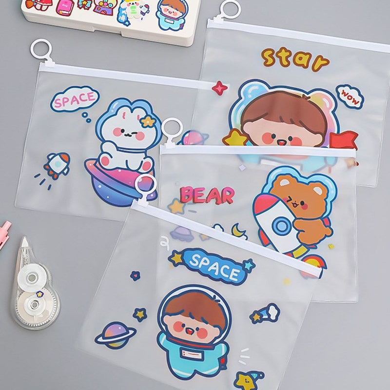 Stationery Organizer Pencil Case Ring Zipper File Bag Stationery Storage Bag