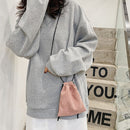 Casual Solid Messenger Bag Women Plush Drawstring Fashion Clutch Shoulder Totes