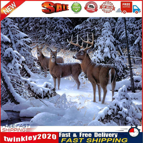 5D DIY Diamond Painting Winter Snow Elk Cross Stitch Embroidery Mosaic Kit Newly