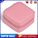 Portable Zipper Mini Jewelry Case Travel Ring Holder Earrings Box (Pink)