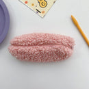 Stationery Storage Plush Pen Case Student School Cosmetic Organizer (Pink)