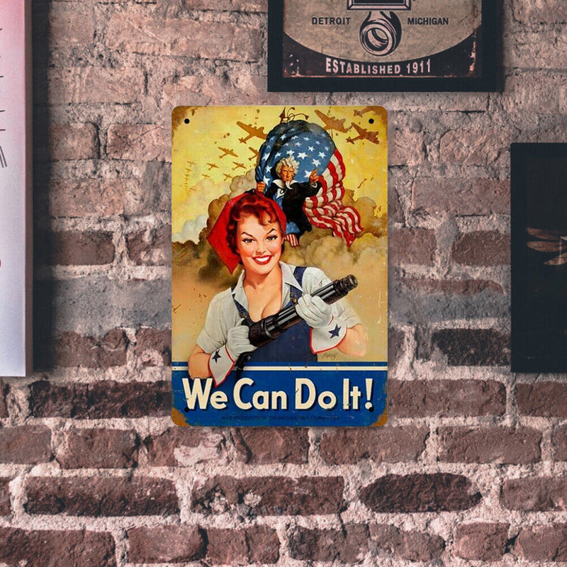 Retro Fighting Women Metal Plate Painting for Bar Pub Tin Plaques Wall Sign