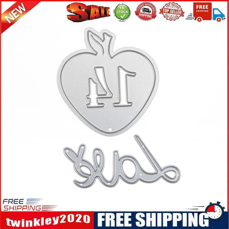 2pcs Love Heart Metal Cutting Die Stencil DIY Scrapbooking Album Embossing-
