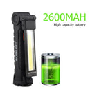 Portable COB Flashlight Rechargeable Work Camping Torch Folding Light (S)