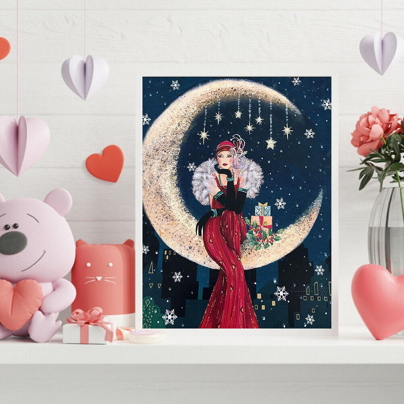 Acrylic Oil Painting By Numbers Moon Women Handmade Digital Picture Home Decor