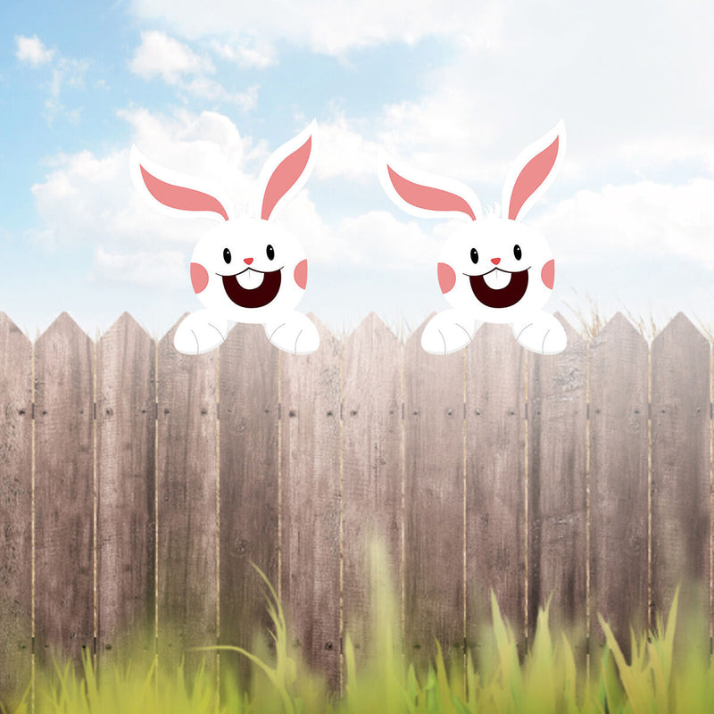 Fence Peeker - Easter Bunny Peeking Fence Signs for Patio Wall Holiday Craft